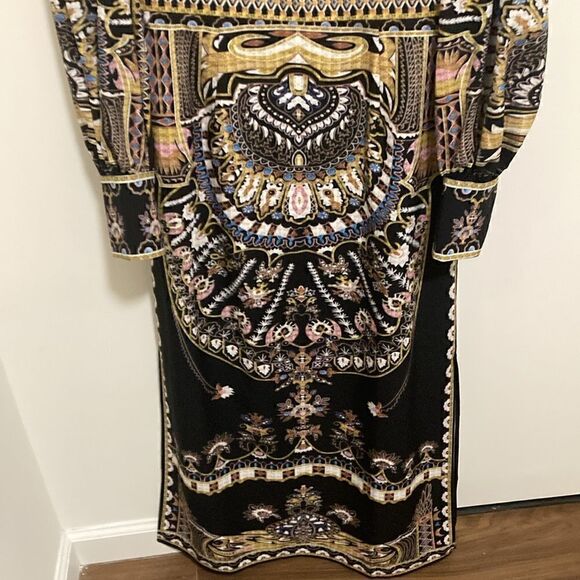 Dynasty V-Neck Maxi Dress with Long Balloon Sleeve & Side Slits. Size XS. - Picture 5 of 10